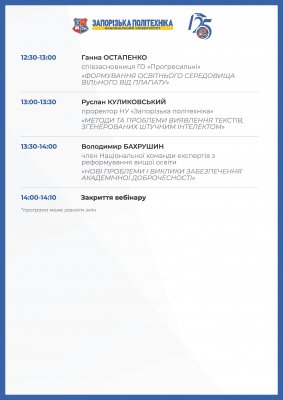 Програма вебінару Академічна доброчесність виклики проблеми та перспективи
